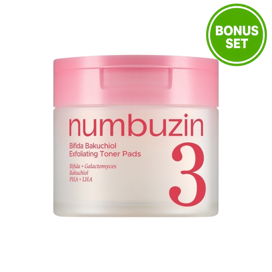 NUMBUZIN No.3 Bifida Bakuchiol Exfoliating Toner Pads - 70 Pads + 6 Pads Bonus Set