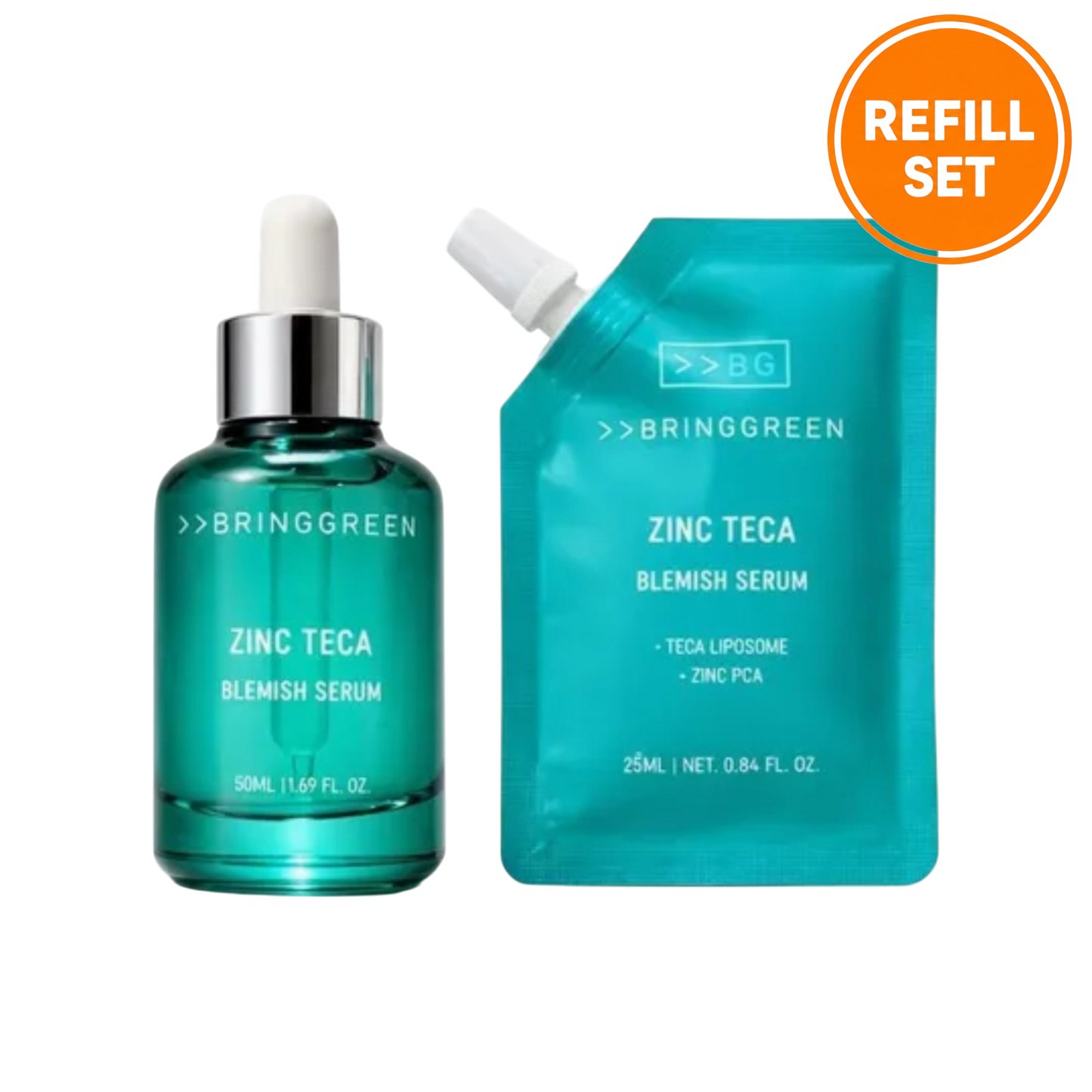 BRINGGREEN ZINC TECA BLEMISH SERUM 50ML + 25ML REFILL SET