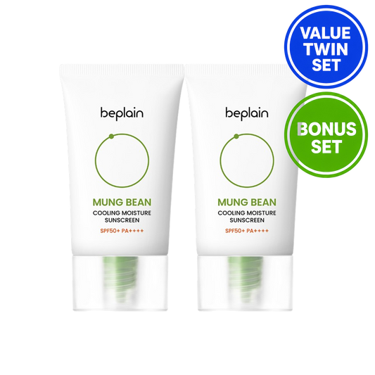 BEPLAIN Mung Bean Cooling Moisture Sunscreen SPF50+ PA++++ 50ml + 50ml + 10ml Bonus Value Twin Set