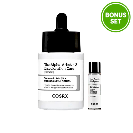 COSRX The Alpha-Arbutin 2 Discoloration Care Serum 50ml + The 6 Peptide Skin Booster Serum 30ml Bonus Set