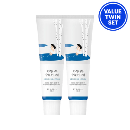 ROUND LAB Birch Juice Moisture Sun Cream SPF50+ PA++++ 50ml × 2 + Birch Juice Moisture Sun Serum 8ml Value Twin Set