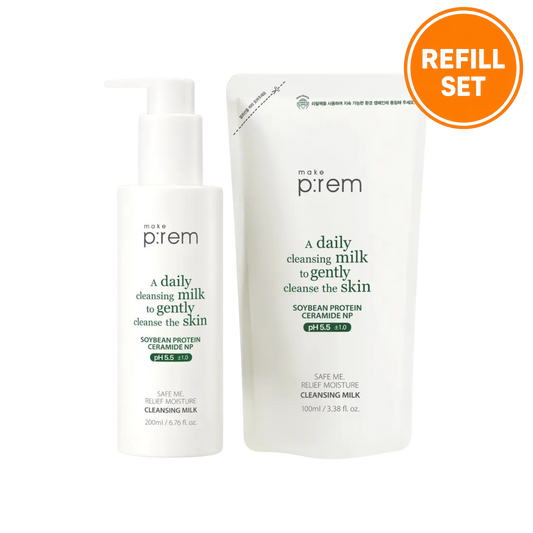 MAKE P:REM Safe Me Relief Moisture Cleansing Milk 200ml + 100ml Refill Set