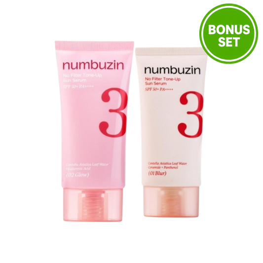 NUMBUZIN No.3 No Filter Tone-Up Sun Serum 50ml + Cleaning Oil 20ml Set (Blur / Glow)