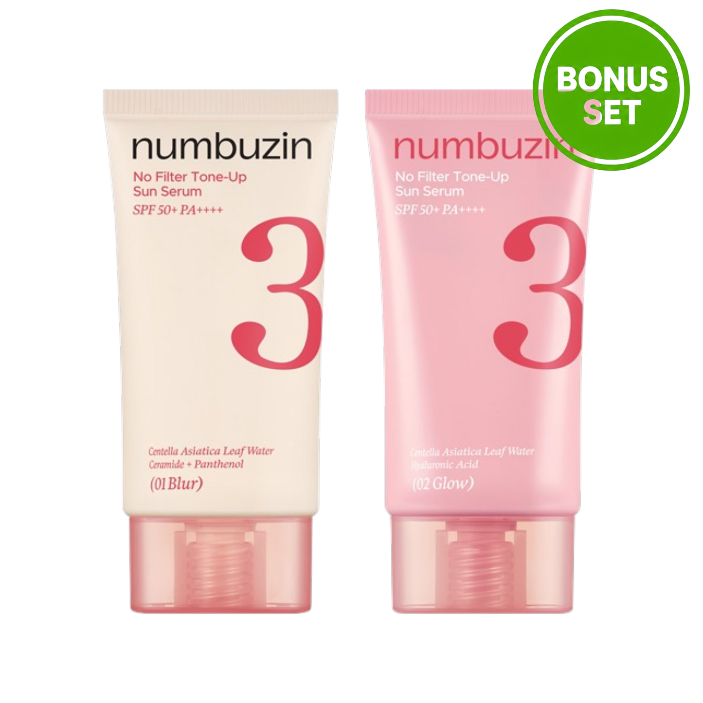NUMBUZIN No.3 No Filter Tone-Up Sun Serum 50ml + Cleaning Oil 20ml Set (Blur / Glow)