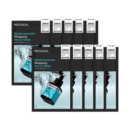 MEDIHEAL Wrapping Serum Mask 10 Sheets - 6 Types (Madecassoside / PDRN / Teatree / Vitamin C / Collagen / Hyaluronate)