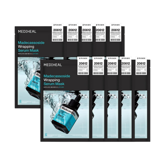 MEDIHEAL Wrapping Serum Mask 10 Sheets - 6 Types (Madecassoside / PDRN / Teatree / Vitamin C / Collagen / Hyaluronate)