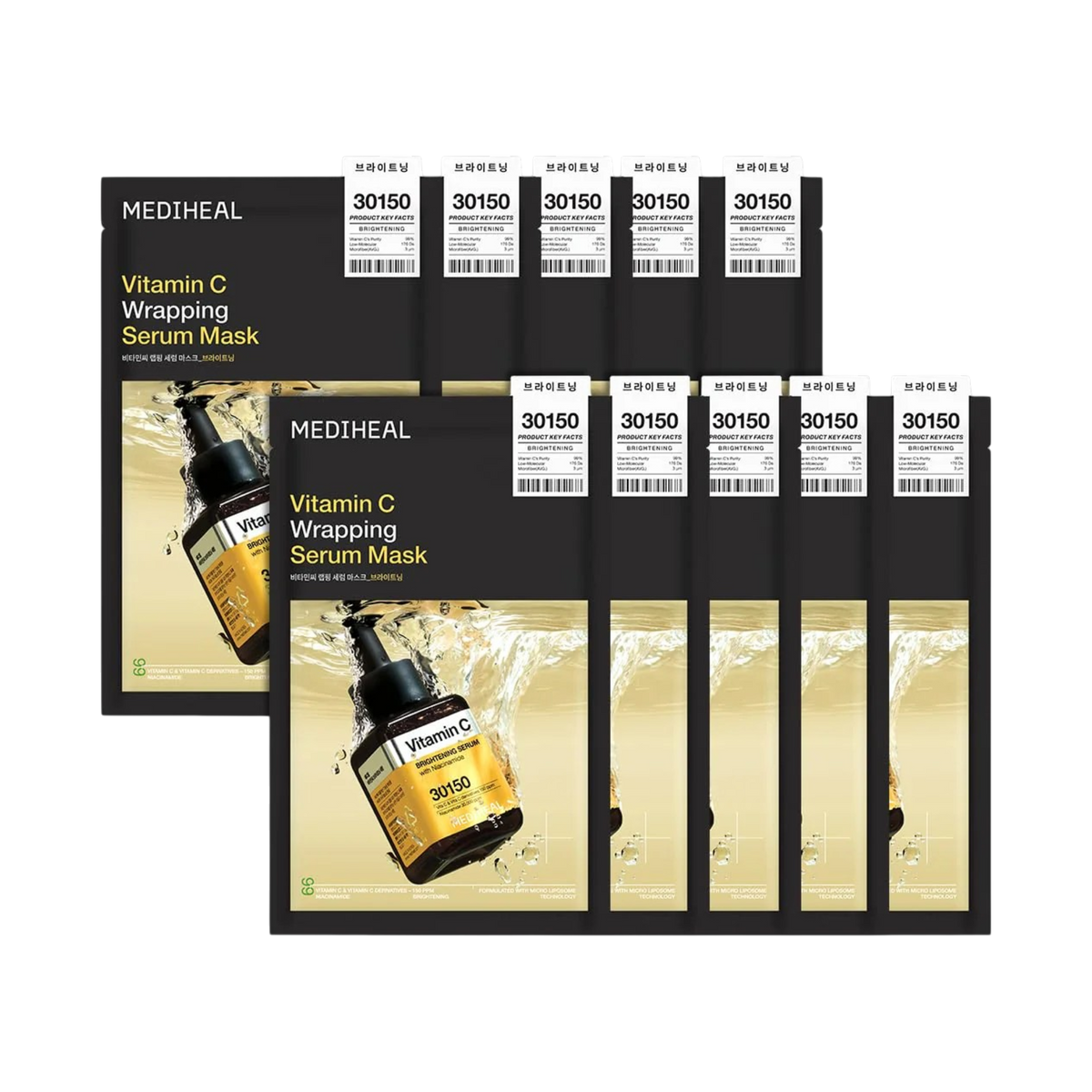 MEDIHEAL Wrapping Serum Mask 10 Sheets - 6 Types (Madecassoside / PDRN / Teatree / Vitamin C / Collagen / Hyaluronate)