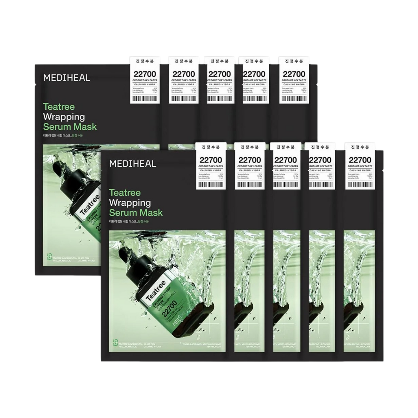 MEDIHEAL Wrapping Serum Mask 10 Sheets - 6 Types (Madecassoside / PDRN / Teatree / Vitamin C / Collagen / Hyaluronate)