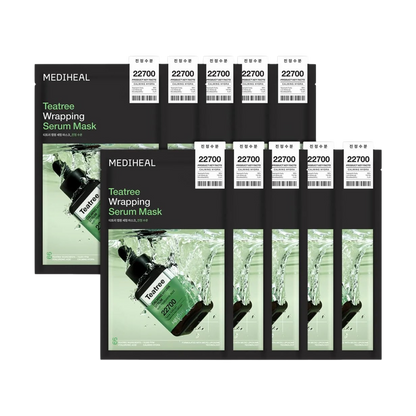 MEDIHEAL Wrapping Serum Mask 10 Sheets - 6 Types (Madecassoside / PDRN / Teatree / Vitamin C / Collagen / Hyaluronate)