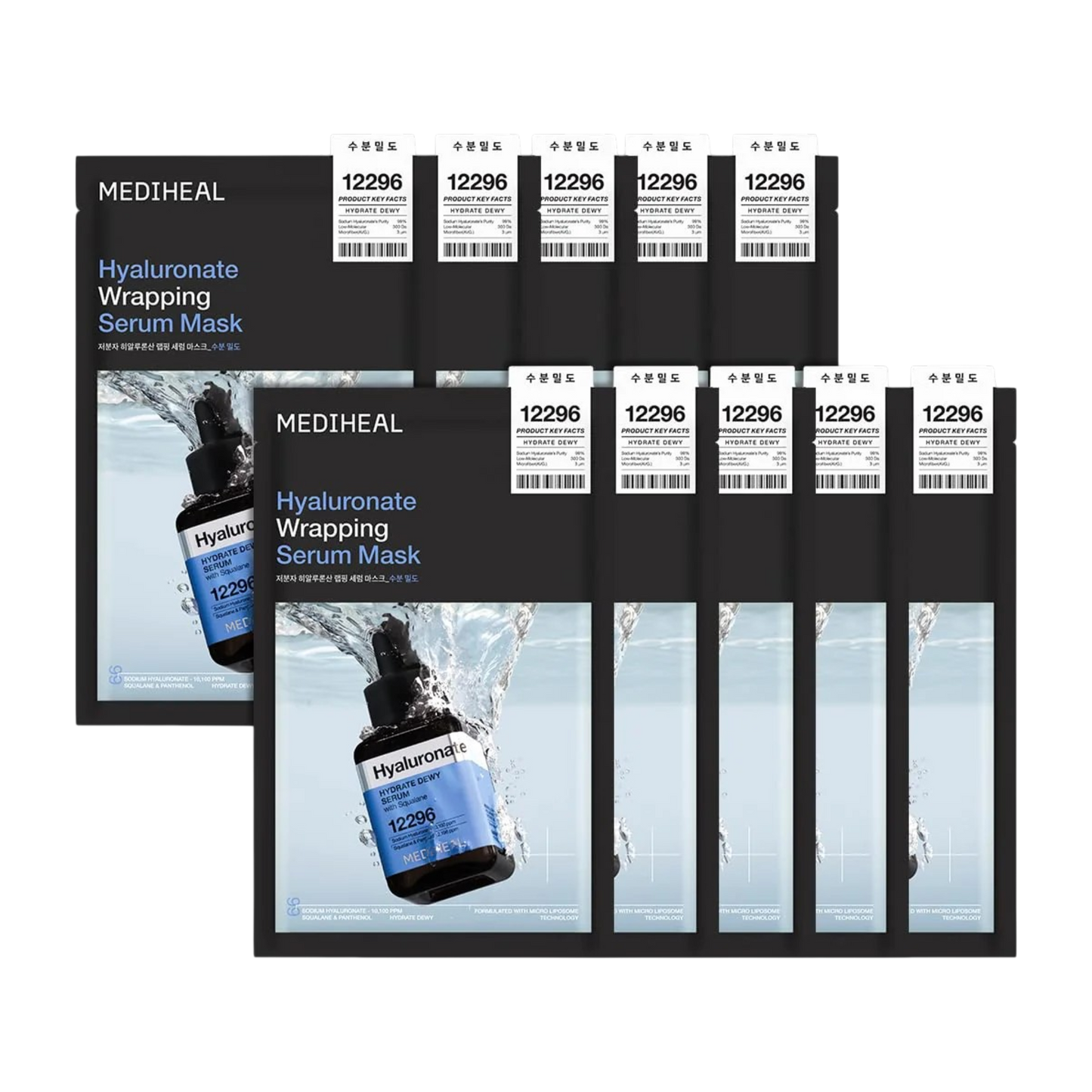MEDIHEAL Wrapping Serum Mask 10 Sheets - 6 Types (Madecassoside / PDRN / Teatree / Vitamin C / Collagen / Hyaluronate)