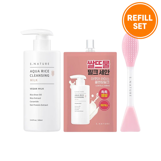 S.NATURE Aqua Rice Cleansing Milk 280ml + 100ml Refill Set