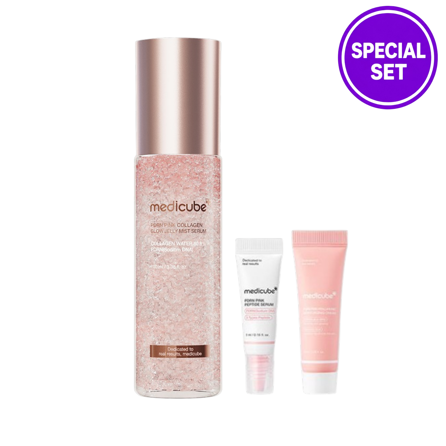 MEDICUBE PDRN PINK COLLAGEN GLOW JELLY MIST SERUM 100ML + 5ML PDRN AMPOULE + 10ML PDRN CREAM SPECIAL SET