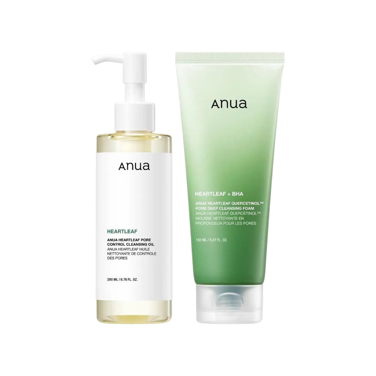 ANUA Heartleaf Cleansing Duo Set (Pore Control Cleansing Oil 200ml + 150ml Pore Deep Cleansing Foam)