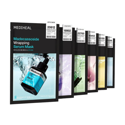 MEDIHEAL Wrapping Serum Mask 10 Sheets - 6 Types (Madecassoside / PDRN / Teatree / Vitamin C / Collagen / Hyaluronate)