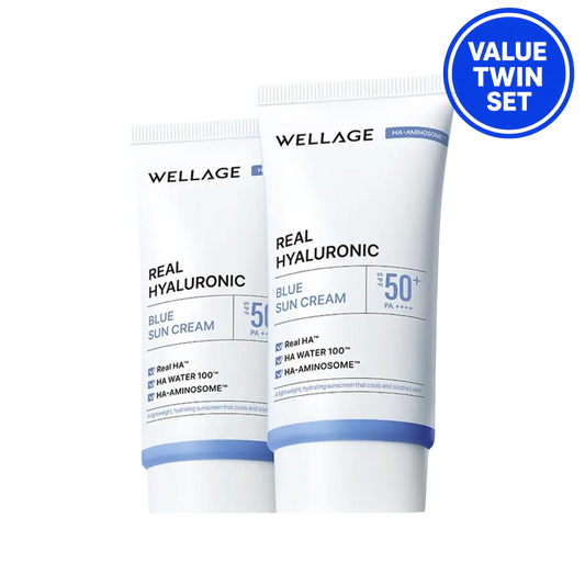 WELLAGE Real Hyaluronic Blue Sun Cream SPF50+ PA++++ 50ml + 50ml (Twin Set)