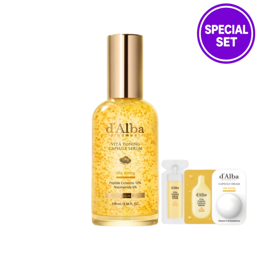 d'Alba Vita Capsule Serum Niacinamide 5% 100ml Special Set (+2.4ml Toner + 1.5ml Serum + 1.5g Cream)