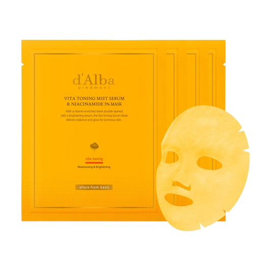 d'Alba Vita Toning Mist Serum & Niacinamide 5% Mask - 4 Sheets
