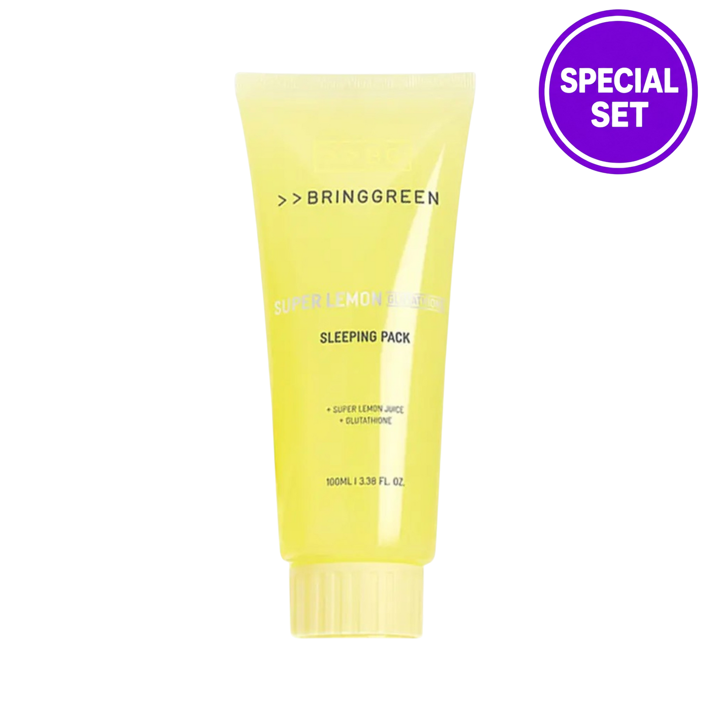 BRINGGREEN Super Lemon Glutathione Sleeping Pack 100ml + Silicone Brush (Special Set)