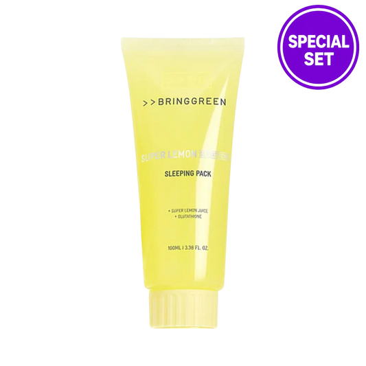 BRINGGREEN Super Lemon Glutathione Sleeping Pack 100ml + Silicone Brush (Special Set)