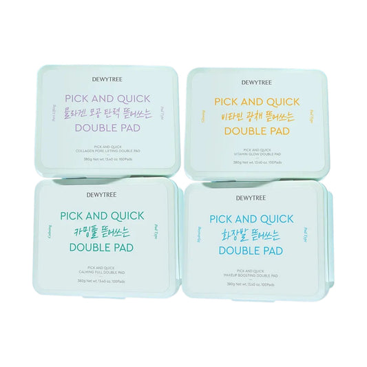 DEWYTREE Pick & Quick Double Pad - 100 Pads (Collagen / Calming / Makeup / Vitamin)
