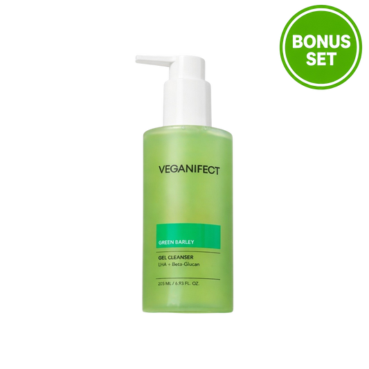 VEGANIFECT Green Barley LHA Gel Cleanser 205ml + Cleansing Oil 20g Bonus Set