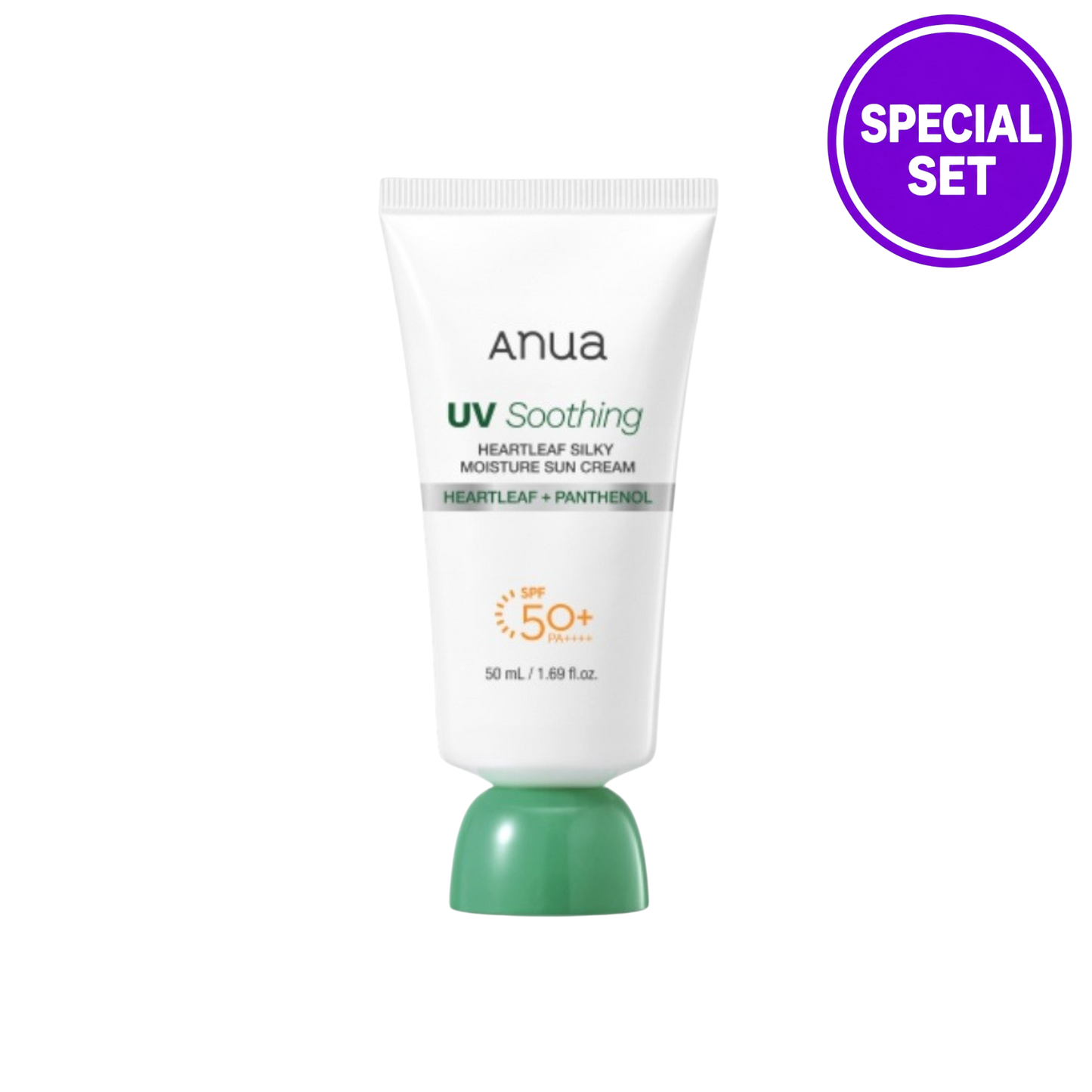 ANUA Heartleaf Silky Moisture Sun Cream SPF50+ PA++++ 50ml (Renewal) +15ml Special Set