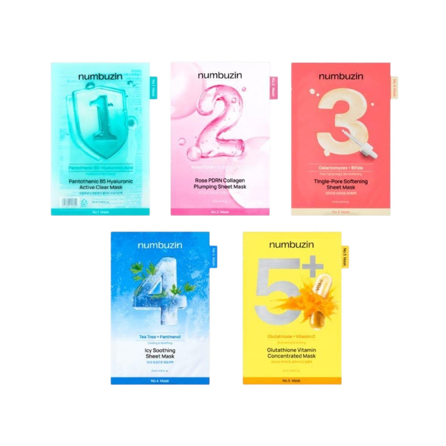 NUMBUZIN No.1 ~ No.5 Mask Pack 10 Sheets (5 Types)