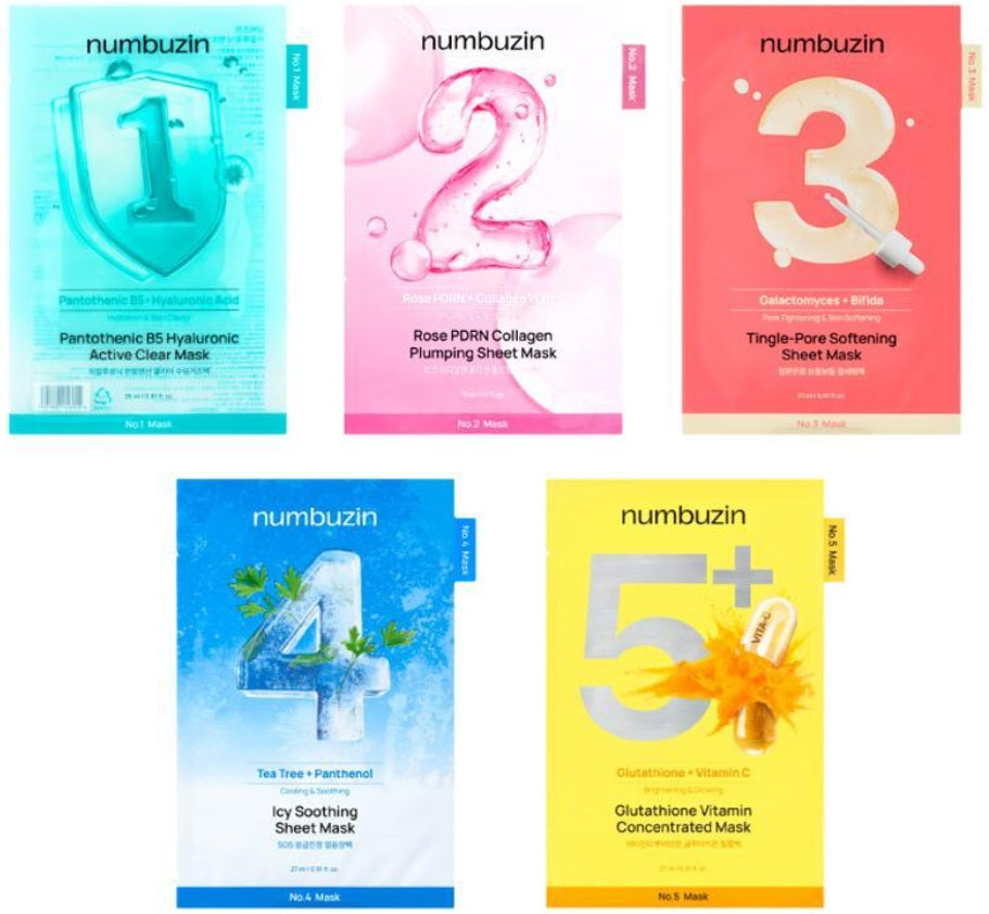 NUMBUZIN No.1 ~ No.5 Mask Pack 5 Sheets (5 Types)