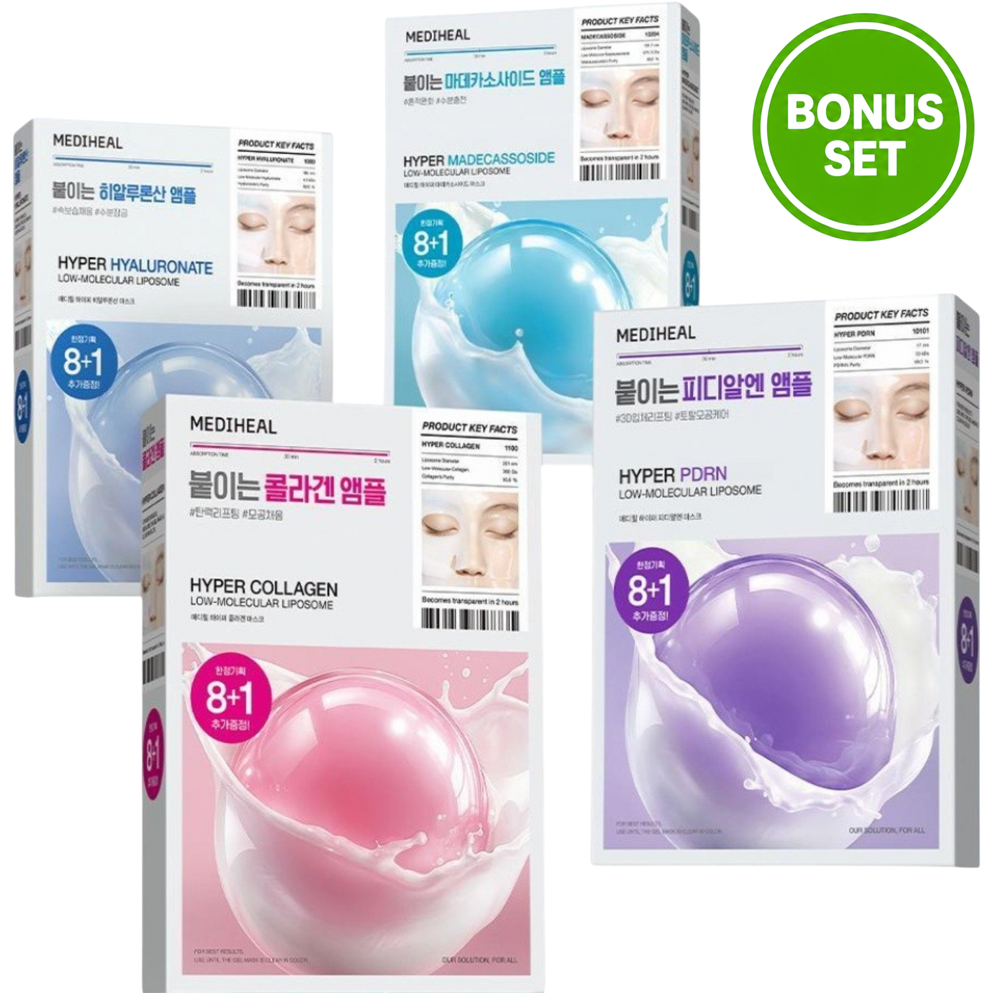 MEDIHEAL Hyper Low-Molecular Liposome Gel Mask 8 + 1 Sheets (Bonus Set)