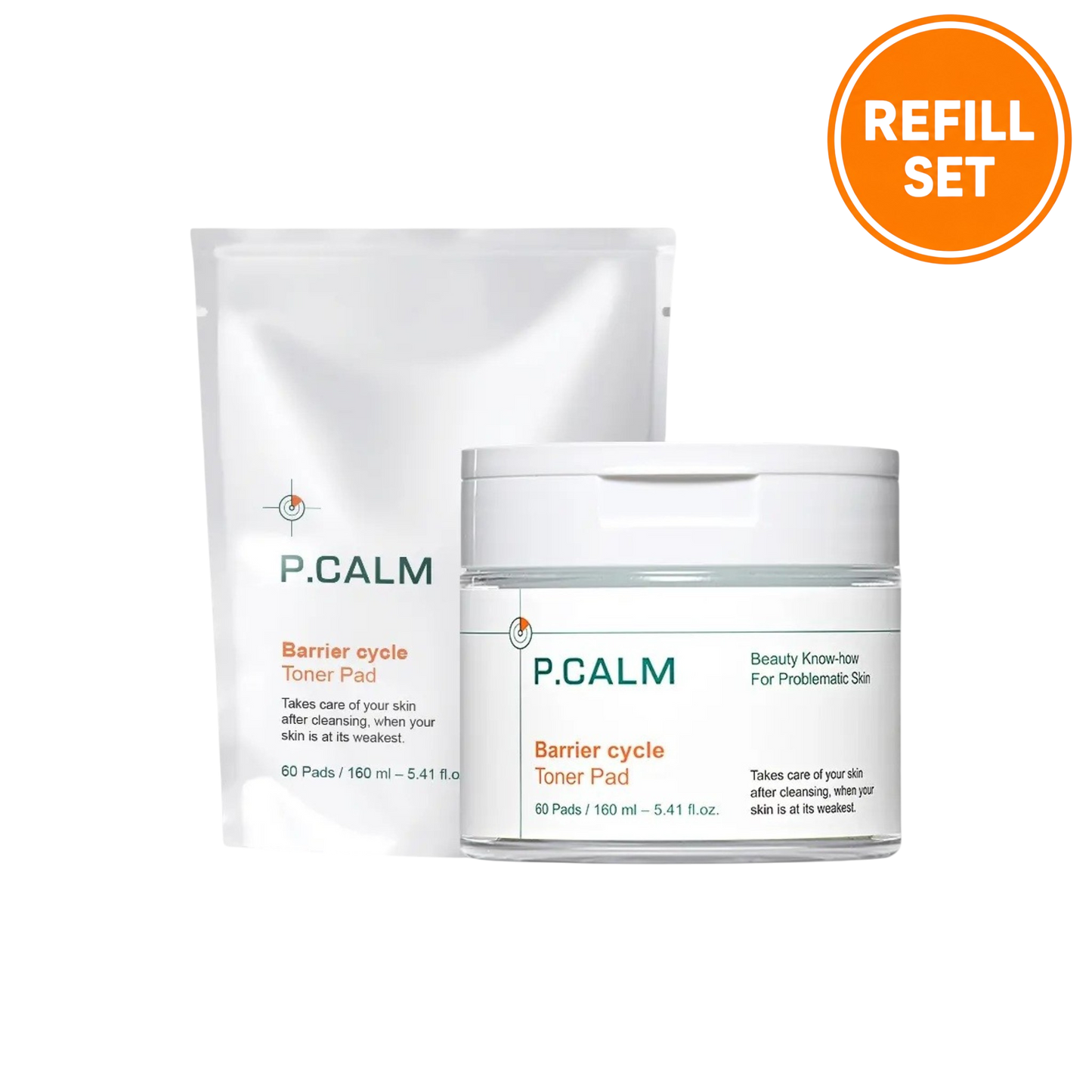 P.CALM Barrier Cycle Toner Pad 60 Pads + 60 Pads Refill Set