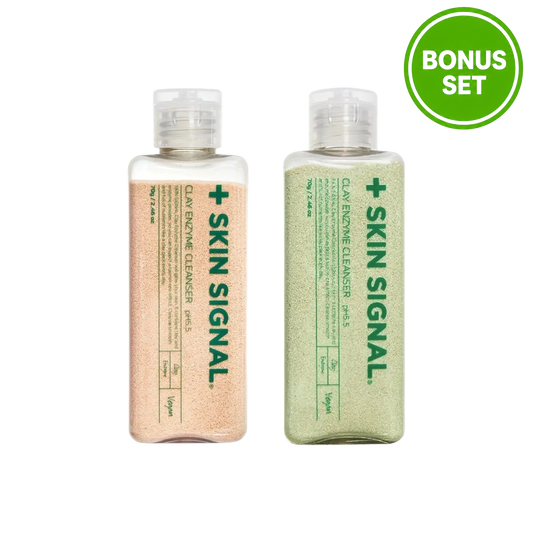 SKIN SIGNAL Clay Enzyme Cleanser pH5.5 70g + Pack Brush Bonus Set (Pink / Green)