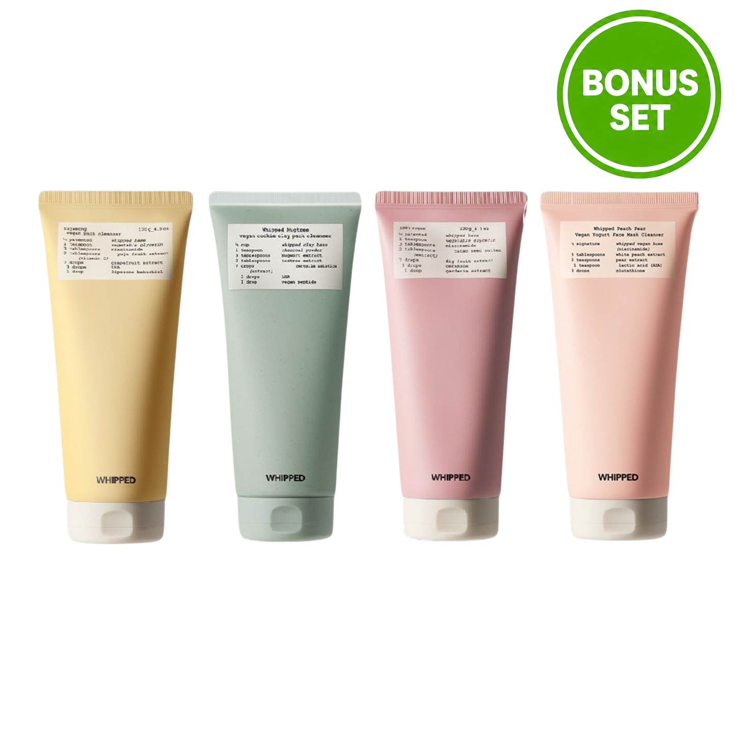 WHIPPED Vegan Pack Cleanser 130g + 25g Bonus (Mugtree / Muhwabutter / Yujamong / Peach Pear)