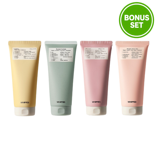 WHIPPED Vegan Pack Cleanser 130g + 25g Bonus (Mugtree / Muhwabutter / Yujamong / Peach Pear)