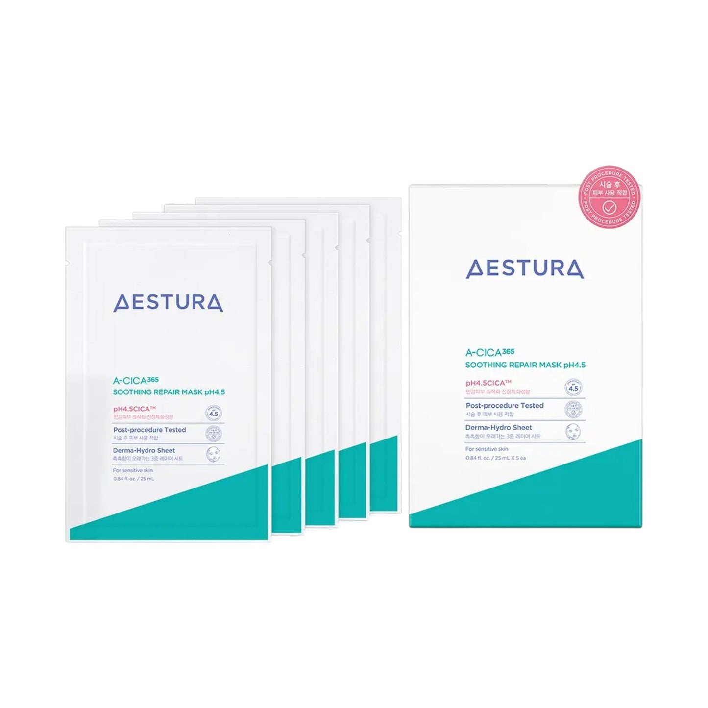 AESTURA A-Cica365 Soothing Repair Mask pH4.5 5 Sheets